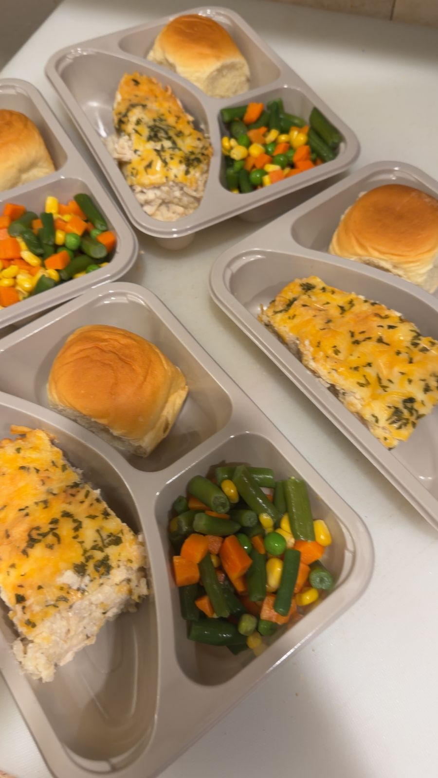 Individually portioned meal trays ready for delivery